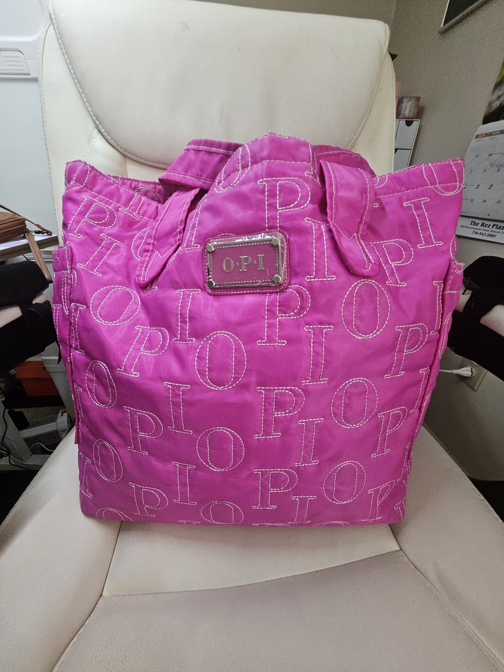 OPI Pink Quilted Logo Tote Bag